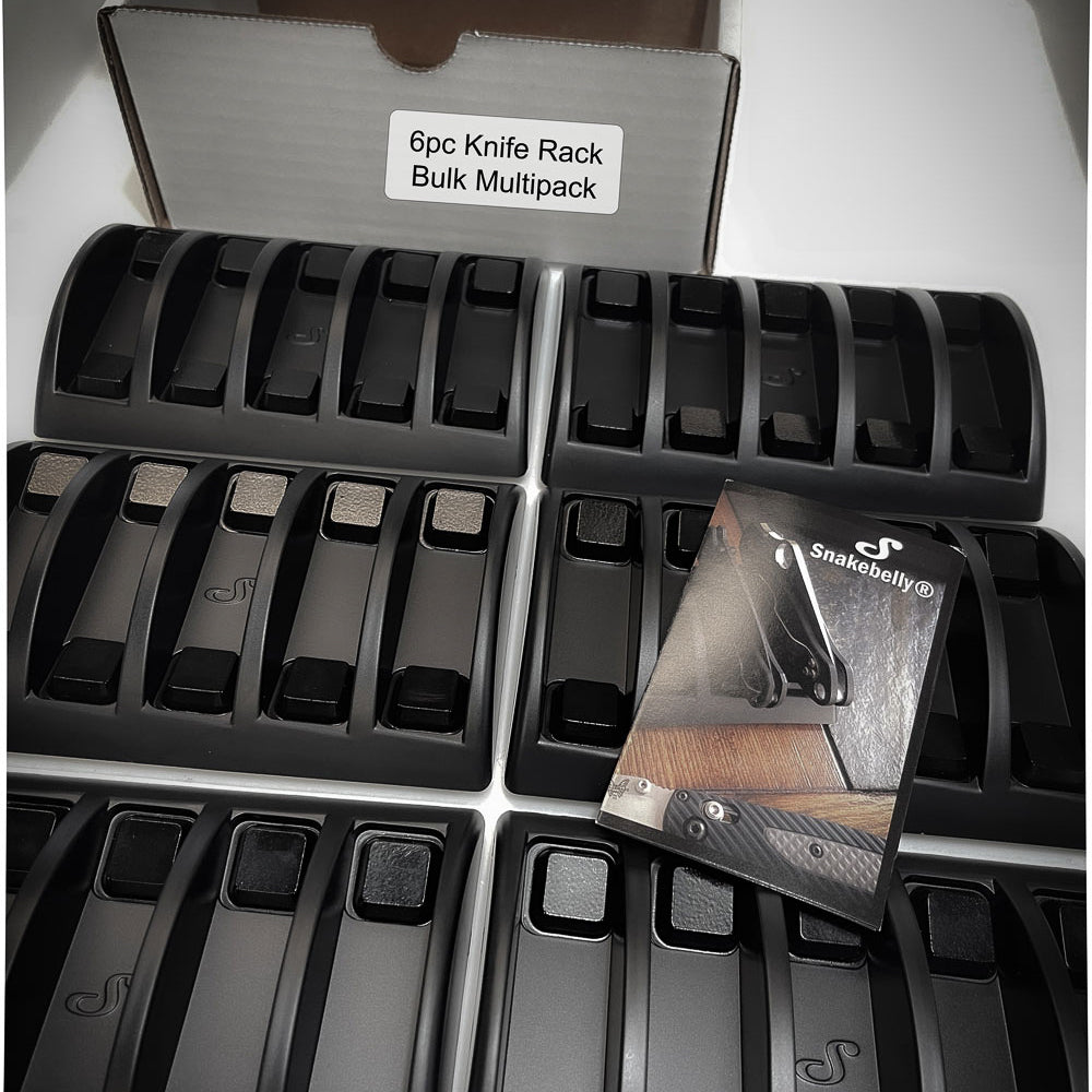 EDC Knife Rack Tray Organizer MEGA 6-pc (30-position) by Snakebelly - BULK Multipack for the ultimate pocket knife collection